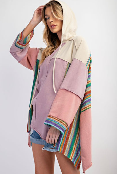 Colorful Terry Knit Hoodie