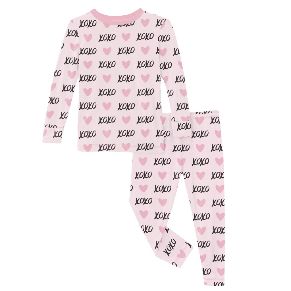 Kickee Pants PJ Set - Shrinking Violet XOXO