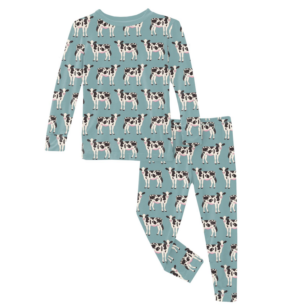 Kickee Pants PJ Set - Jade Cows