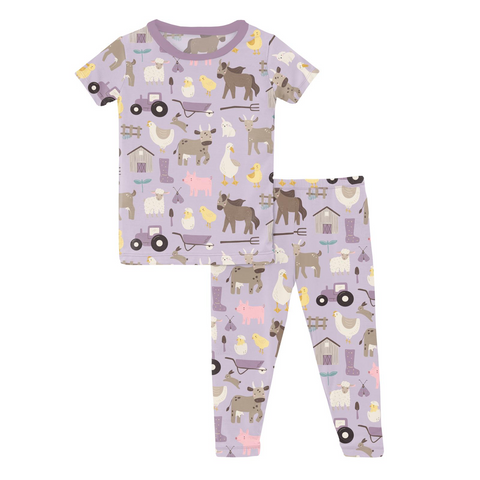 Kickee Pants Short Sleeve PJ Set - Thistle Morning on the Farm