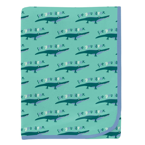 Kickee Pants Swaddle Blanket in Glass Later Alligator