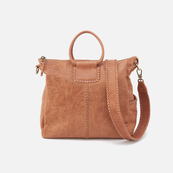 Hobo Sheila Large Satchel in Tooled Leather